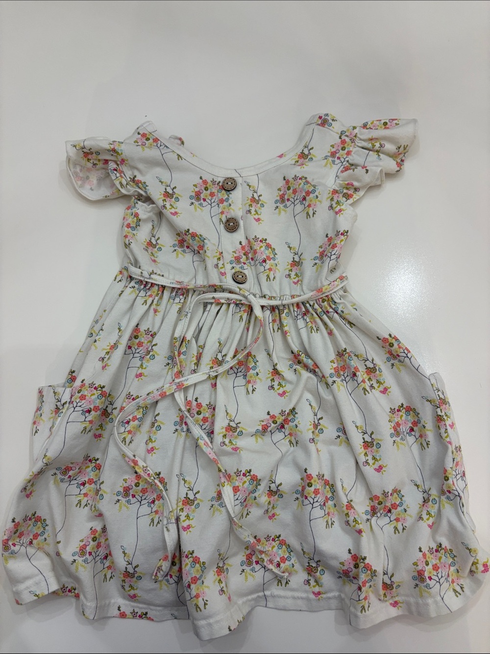 Cheeky Plum Girls Cream Floral Tie-Front Summer Dress size 4T